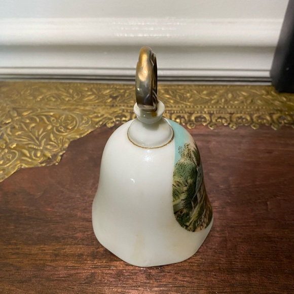 Vintage Currier And Ives Porcelain Bell American Homestead Summer White Gold - Picture 5 of 9